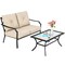 Costway 2 PCS Patio Loveseat with Coffee Table Outdoor Sofa Bench with Cushions
